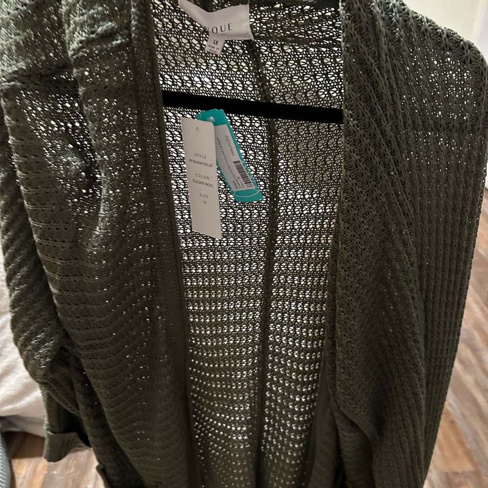 Pinkie Elegant Moss open-front cardigan NWT size 1X